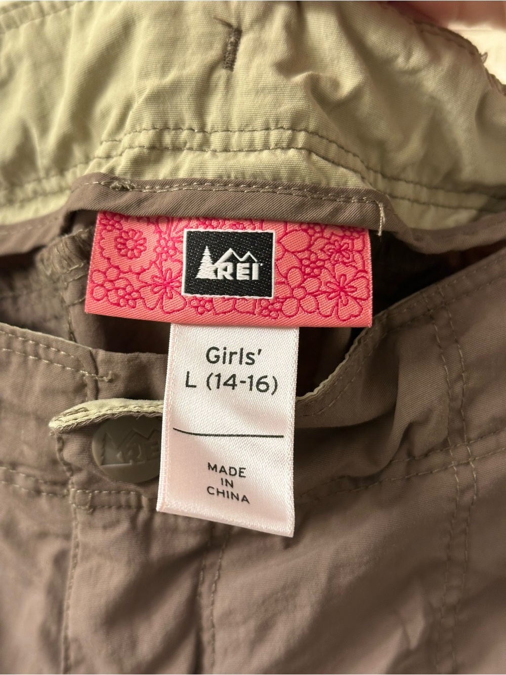 REI Girls Sahara Convertible Pants Brown Large (14-16) - Picture 4 of 5